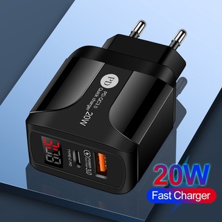 PD20W+QC3.0 USB Type C  Digital Display Fast Charging Charger