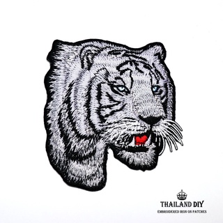 ตัวรีดติดเสื้อ เสือ หัวเสือ เสือโคร่ง เสือคําราม wop Tiger Head Patch งานปัก DIY ตัวรีด อาร์ม ติดเสื้อ กางเกง เสือร้อง