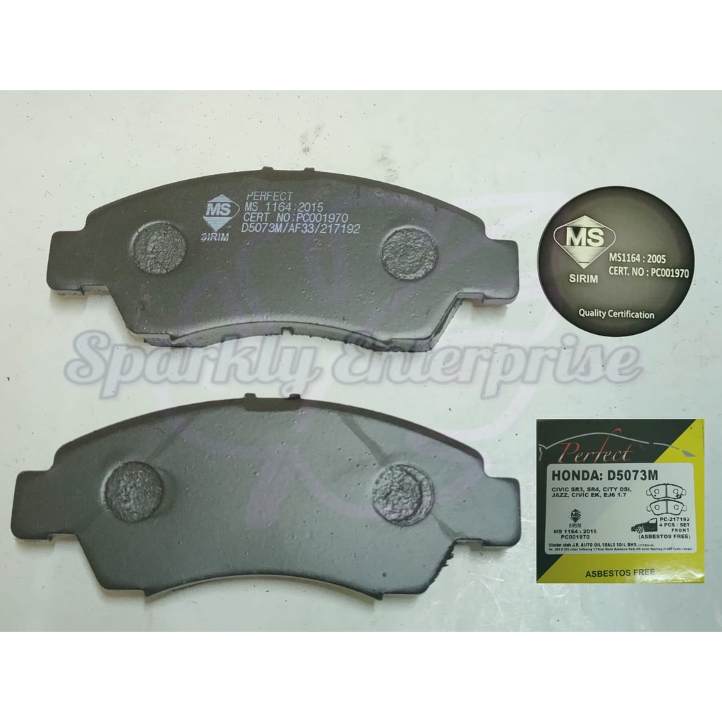 D5073 HONDA CIVIC SR3 SR4 , CITY DSI SEL , JAZZ , CIVIC EK EJ6 1.7 / CITY GD8 2007 ผ้าเบรคหน้า