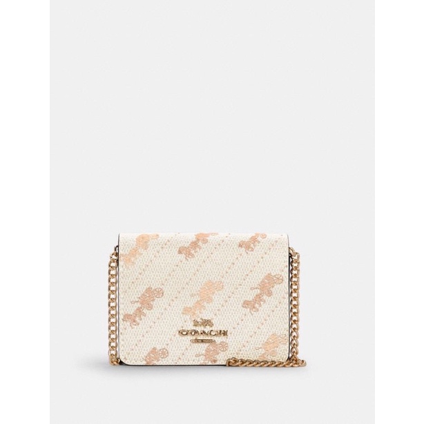 พร้อมส่ง ⛔️ กระเป๋า Coach Mini Wallet With Horse And Carriage Dot Print ของใหม่ ของแท้จาก usa