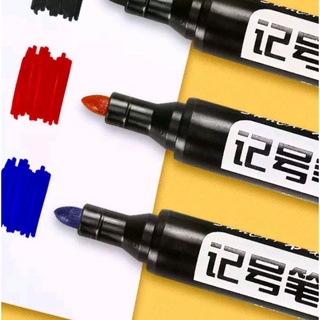 ปากกาเคมี แห้งเร็ว กันน้ำ ไม่ลบเลือน Permanent Marker Pen สีแดง สีดำ สีน้ำเงิน