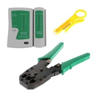 Set 2in1 คีมเข้าหัวสายแลน Network RJ45 CAT5 RJ11 RJ12 LAN Cable Wire Crimper Crimp Plier Strip Tool Green