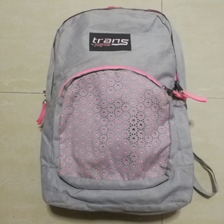 กระเป๋าเป้ Trans by Jansport สีเทาซิปชมพู