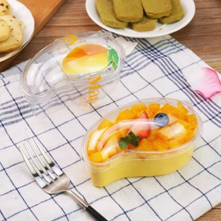 พร้อมส่ง (แพ็ค25ใบ) กล่องพลาสติกใส กล่องทรงมะม่วง ถ้วยมูส