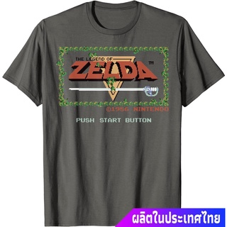 แขนสั้นcrew necksplatoon game การ์ตูน เกมส์ญี่ปุ่น Nintendo Legend Of Zelda Clic NES Title Screen T-Shirt T-Shirt Mens