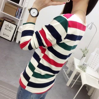 NEWรุุ่น-207ใหม่ผู้หญิงแขนยาวลายเสื้อลิ้วbottomingเสื้อยืด Trend สไตล์เกาหลี ผ้าสวมใส่สบาย พร้อมส่ง จ่ายปลายทาง