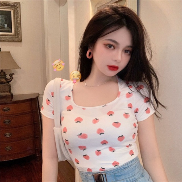 พร้อมส่ง!!เสื้อยืดลาย พร้อมที่มัดผม/คาดผม
