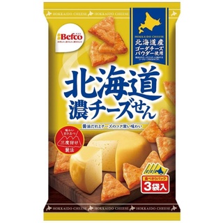 เซมเบ้ชีสฮอกไกโด เบฟโก้ Befco Hokkaido Cheese ผงชีสเข้มข้น ขนมอบกรอบ เซมเบ้ ขนมชีส ญี่ปุ่น (18gx3ซอง) 54g ขนมญี่ปุ่น