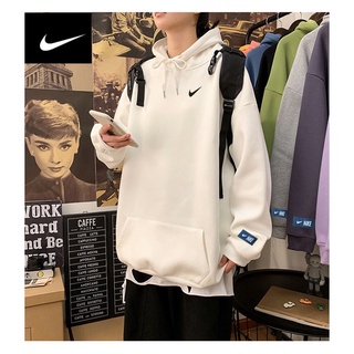 Nike เสื้อกันหนาวแขนยาวลําลอง มีฮู้ด ปักลาย ของแท้ 100% สําหรับผู้ชาย และผู้หญิง