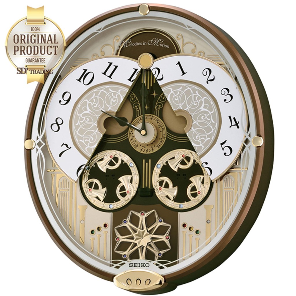 SEIKO Melodies in Motion‏ clock หน้าปัดเคลื่อนไหวตามจังหวะดนตรี รุ่น QXM277B นาฬิกาแขวนหรูหรา สไตล์ยุโรป