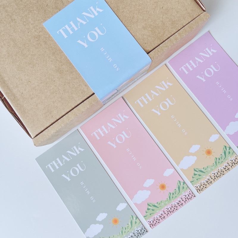 •𝒟𝒶𝓃𝑔𝑜 • [6ชิ้น15บาท]สติกเกอร์แปะกล่อง รุ่น วิวภูเขา ขอบคุณ เเพ็คของ Thank you แปะกล่องพัสดุ