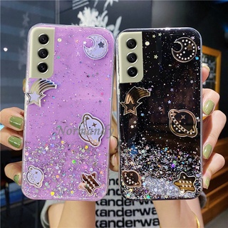 In Stock เคสโทรศัพท์ for Samsung Galaxy S21 FE Ultra S21+ Plus A03S A52S M52 5G Glitter Sequins Planet Casing Transparent Phone Case TPU Soft Cover เคส