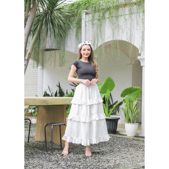 Elma Hemp Skirt/กระโปรงนัวเนียเกาหลี/กระโปรงยาวผู้หญิง/กระโปรงมุสลิม/ด้านล่างผู้หญิงเกาหลีล่าสุดผ้าล