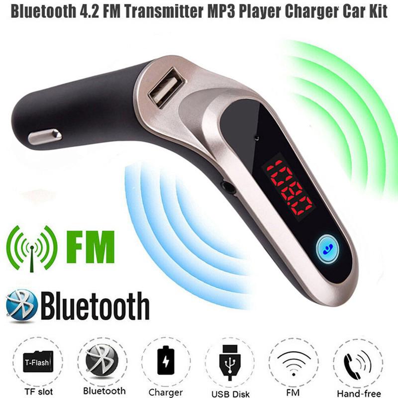 S7 บลูทู ธ เครื่องเล่น MP3 ในรถยนต์แฮนด์ฟรี FM Transmitter โทรศัพท์ USB Charger TF / AUX