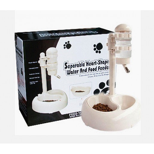 ชุดให้น้ำและอาหาร สุนัข&แมว แบบขาตั้ง 2 ช่อง (สีครีม/แดง/ส้ม/ฟ้า)