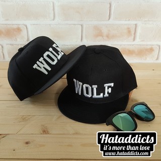 หมวก hiphop ลาย Wolf สีดำ