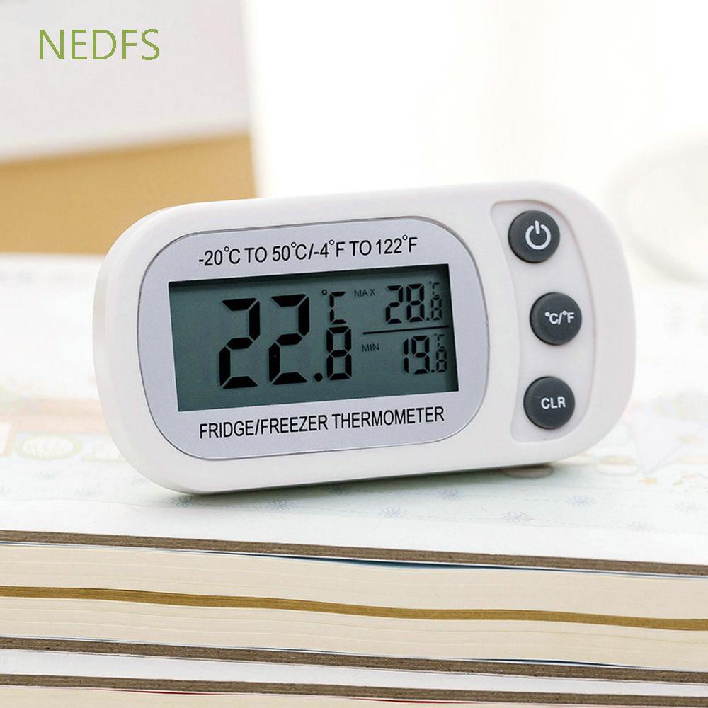 NEDFS Magnetic Temperature Meter Waterproof Kitchen Tool Freezer Thermometer Portable LCD Display Hanging Refrigerator Refrigeration Gauge Fridge/Multicolor