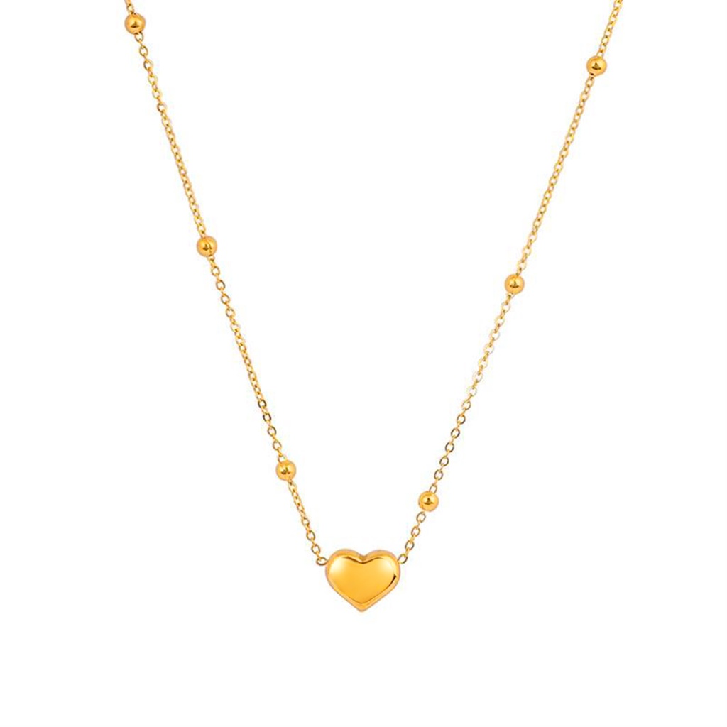 Vnox Heart Necklace Women Girls,Gold Tone Ball Chain Link,Elegant Chic Jewelry