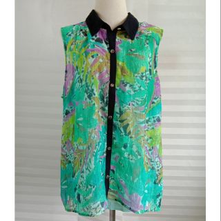 เสื้อชีฟองแขนกุด  มีซับใน ไซส์ใหญ่