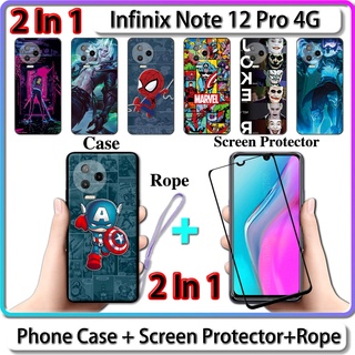 2 IN 1 เคส Infinix Note 12 Pro 4G เคส พร้อมกระจกนิรภัยกันรอยหน้าจอโค้ง เซรามิค ลายฮีโร่ LOL