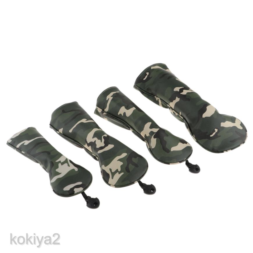 [kokiyaebMY] 4Pcs/Set Sports Golf Club Headcover 460cc Driver Wood Head Cover Replacement QQYP