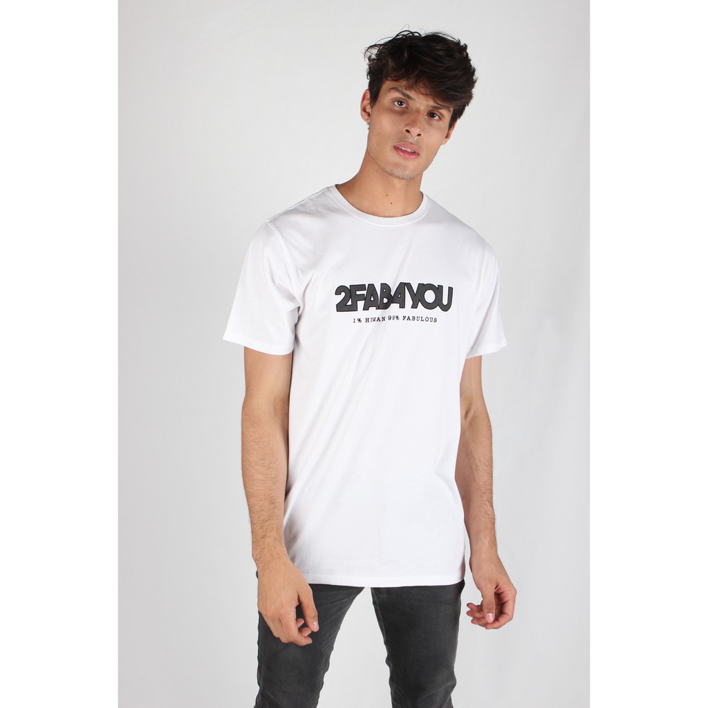 2fab4you เสื้อยืดลําลองสําหรับผู้ชายผู้หญิงแขนสั้นสีขาว 99% Fabulous