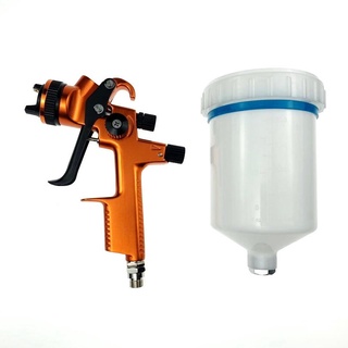 Orange 1.3 กาพ่นสี HVLP High Performance Spray Gun with gravity feed 600ml (Professional Quality) สีส้ม