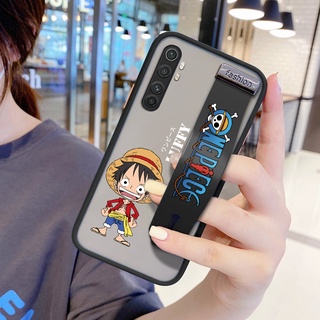 (พร้อมสายรัดข้อมือ) For Xiaomi MI Note 10 Pro Note 10 Lite อะนิเมะเคส Luffy การ์ตูนกันกระแทก Frosted กลับป้องกันเลนส์เต็มรูปแบบเคสใส่โทรศัพท์