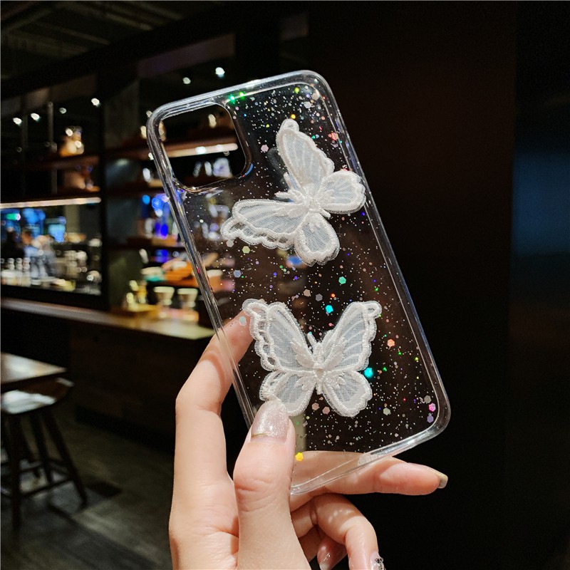 เคส Huawei Y7A Y6S Y6P Y9 Y9S Y7 Y7P Y6 Nova 2i 3i 5T Pro Prime 2018 2019 2020 3D Glitter Crystal Lace Butterfly Soft TP