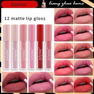 Julystar ลิปสติก ลิปกลอส เนื้อแมตต์ กันน้ํา ติดทนนาน 12 สี สําหรับผู้หญิง