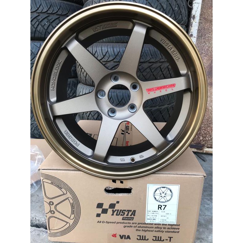 ล้อแม็กใหม่- ขายแยก/วง TE37 หยอดแดง ก้านตรง งานYUSTA - ขอบ18  นิ้ว ( 18 x 5 รู ) - หน้ากว้าง 10.5