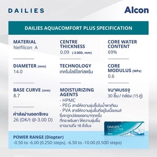 🔥เหลือกล่องละ476฿ หลังใช้โค้ด+2กล่องรับฟรี!เลนส์เพิ่ม🔥Dailies Aqua Comfort Plus รายวัน 15คู่ 30ชิ้น
