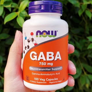 GABA 750 mg 100 Veg Capsules (Now Foods®) กาบา บำรุงสมอง  ช่วยให้ผ่อนคลาย ลดความตึงเครียด ลดความวิตกกังวล ช่วยให้นอนหลับ