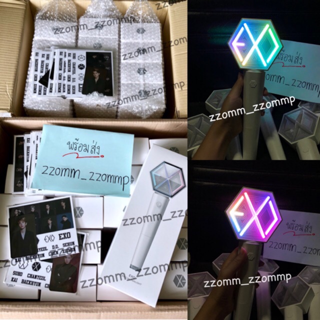 🔰(มีของพร้อมส่ง) #แท่งไฟEXO ver.3 มีการ์ด ของแท้ 💯, #เอลี่บง