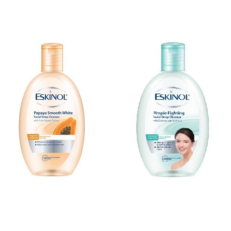 Eskinol Facial Deep Cleanser 135ml Papaya Smooth White / Pimple Fighting Toner คลีนเซอร์ โทนเนอร์ มะ