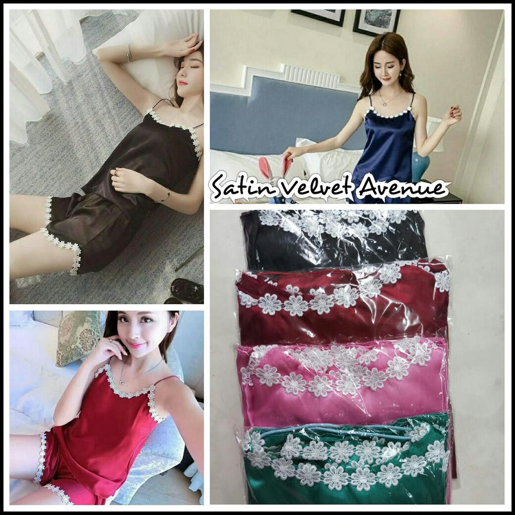 HP PAJAMAS / VENUE SATIN VELVET HOT PANT NIGHTWEAR FIT TO XL / LD 96CM