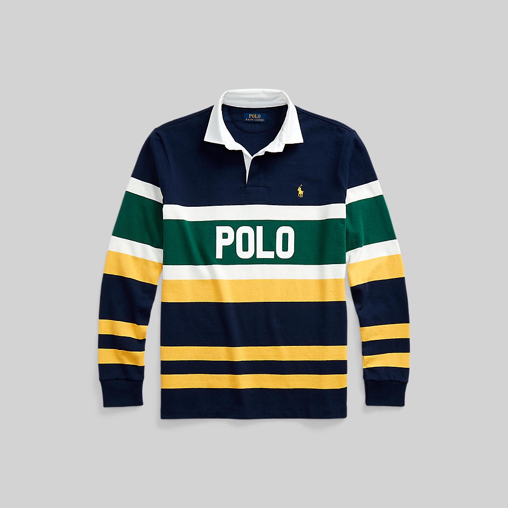 Polo Ralph Lauren POLO Classic Fit Striped Logo Rugby Shirt เสื้อโปโล รุ่น MNPOKNI16822139 สี 410 NAVY-410 #4
