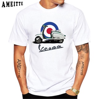 เสื้อยืดสีขาว - !! คลาสสิกสไตล์วินเทจ Vespa Mod สกู๊ตเตอร์พิมพ์เสื้อยืดสําหรับผู้ชาย S-3XL