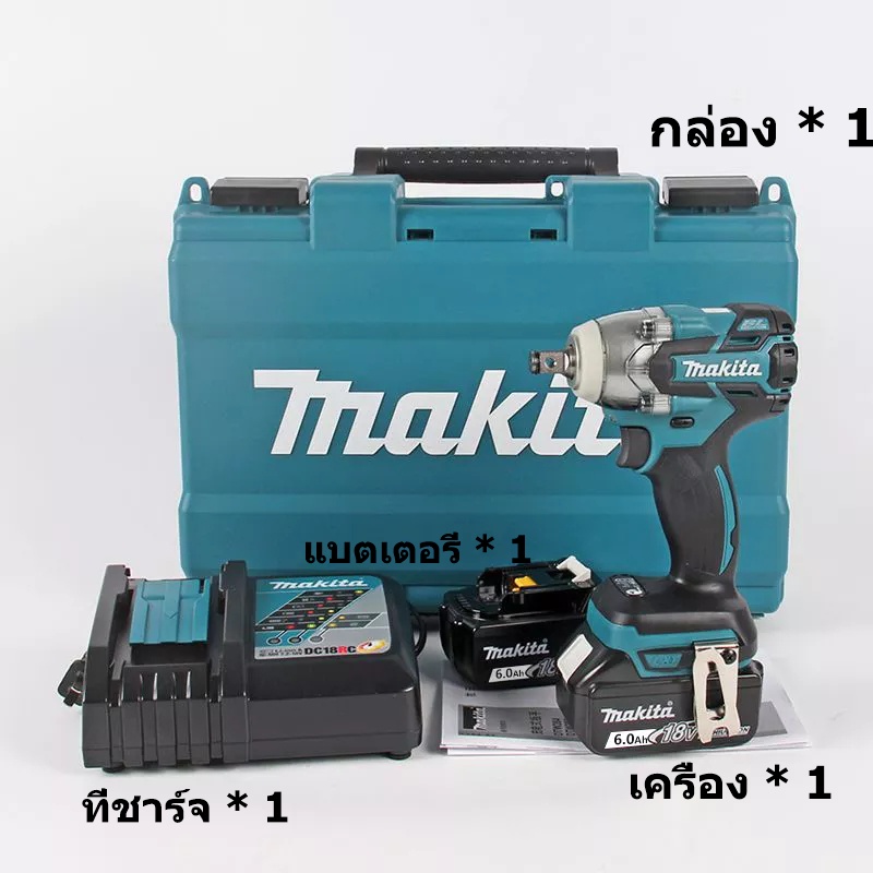 [Flash Sale] ของแท้100%  Makita ประแจผลกระทบ DTW285 แรงบิดแบบชาร์จไฟ 280N.m ค้อนไฟฟ้าช่างกรอบ 18V แบตเตอรี่ลิเธียมเครื่อ