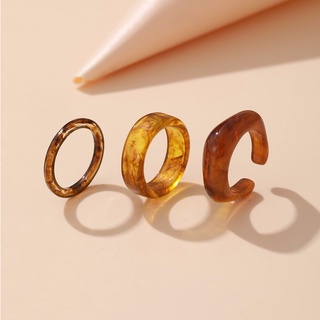 แหวนเรซิ่นเซ็ตสีน้ำตาลเอิร์ธโทน 3pcs Brown Resin Rings