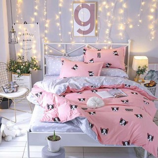 Sweet Kip Bedding ผ้าปูที่นอนขนาด 3.5ฟุต, 5ฟุต, 6ฟุต พร้อมผ้านวมขนาด 180 x 220 เซ็นติเมตร รวม 6 ชิ้น ลายหมาบูลด็อก