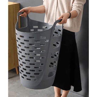 Bighot SAKU ตะกร้าผ้าพลาสติกมีหู 60ลิตร ขนาด 47x42x64.5ซม. T…