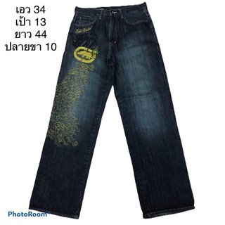 กางเกงยีนส์ECKŌ UNLIMITED  Mans BAGGY FIT STRAIGHT LEG Jeans Gold Embroidery Vintage 90’  ทรงช่าง work wear
