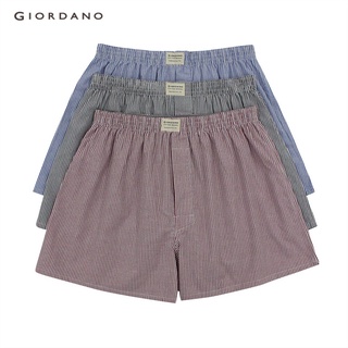 GIORDANO กางเกงบ๊อกเซอร์ ผ้าฝ้าย Mens Cotton boxers (3pcs/pack) 01179139