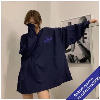 เสื้อยืดแขนยาวผู้หญิง oversize ฮิปฮอป เสื้อโอเวอร์ไซส์เกาหลี แฟชั่นวัยรุ่น สกรีนตัวหนังสือ xxl