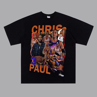 เสื้อยืดผ้าฝ้าย เสื้อยืดแขนสั้น ผ้าฝ้าย ทรงหลวม ลาย NBA Chris Paul “CP3” สไตล์ฮิปฮอป S-4XL