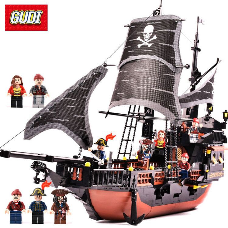 ของเล่นภาพยนตร์ Gudi 9115 Black Pearl Pirates Caribbean Black Pearl Ghost Ship
