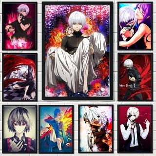 ภาพวาดสีน้ํามันดิจิทัล ตามตัวเลข รูปการ์ตูนอนิเมะ Tokyo Ghoul Diy สําหรับตกแต่งผนังบ้าน