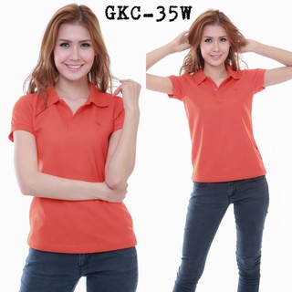 เสื้อโปโล ( polo shirt )แบรนด์ Geeko ตรากวาง สีพื้นหญิง สีส้ม(ออเร้นท์) gkc - 35W