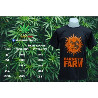 เสื้อยืด กัญชา BARNEYS FRAM SEED เสื้อยืด 420.STYLE  ผ้าCOTTON100% สกรีนBLOCK​ งานHANDMADE 100%